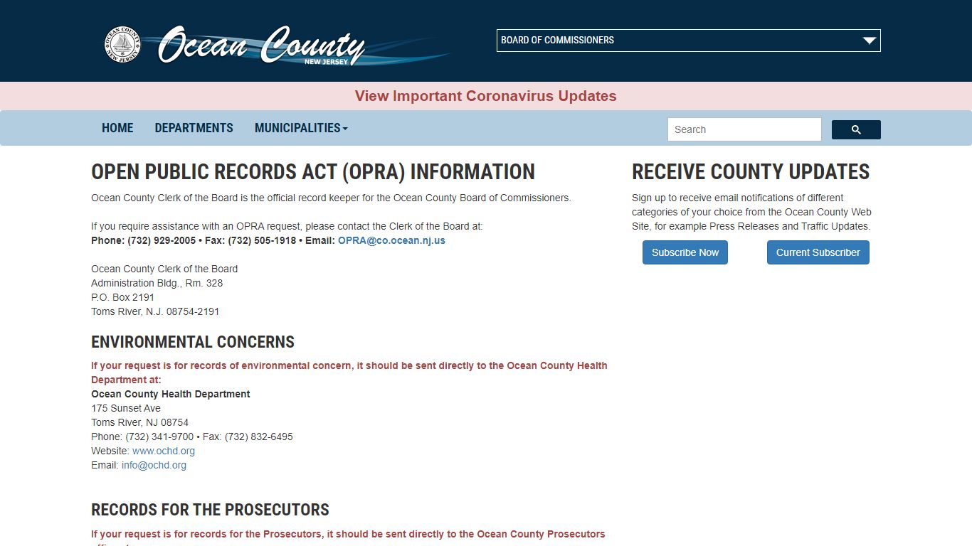 OPRA Law Information | Ocean County Government